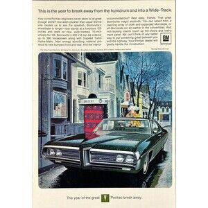 Pontiac Wide-Track 1969 Bonneville "Break Away from the Humdrum" Print Ad 1969